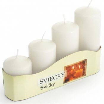 Hlavný obrázok Adventná sviečka postupná bielá 50x120/100/80/60mm 4ks 535g