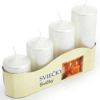 Hlavný obrázok Adventná sviečka postupná Metalická perleťová 50x120/100/80/60mm 4ks 535g