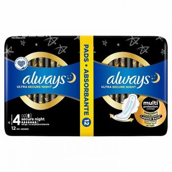 Hlavný obrázok Always Ultra Secure Night hygienické vložky 12ks