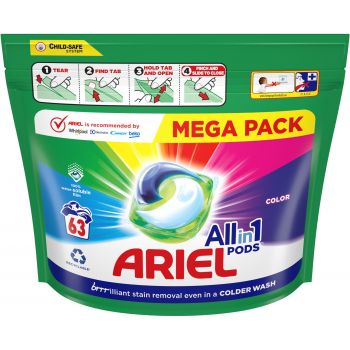 Hlavný obrázok Ariel  All in 1 Pods Color kapsule na pranie 1499,4g 63 praní