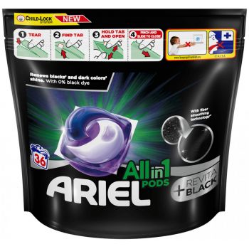 Hlavný obrázok Ariel All in1 Revita & Black kapsule na pranie 36 prani 