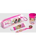 Barbie set dentálnej hygieny zubná kefka+zubná pasta+pohár+púzdro