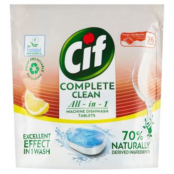 Hlavný obrázok Cif Eco Complete Clean Lemon 70% Naturally 26ks tablety do umývačky riadu 