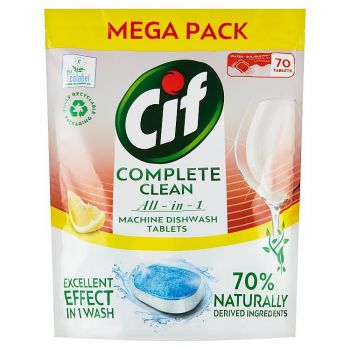 Hlavný obrázok Cif Eco Complete Clean Lemon 70% Naturally tablety do umývačky riadu 70ks
