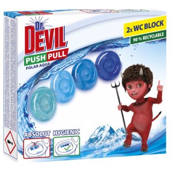 Hlavný obrázok Dr. Devil Push Puul Polar Aqua WC blok bez košíka 2x20g