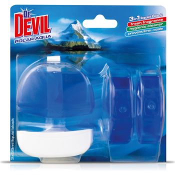 Hlavný obrázok Dr. Devil tekutý WC blok 3v1 polar aqua 3x 55 ml