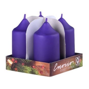 Hlavný obrázok Emocio Adventná sviečka Fialová 50x90mm 400g 4ks 17688