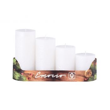 Hlavný obrázok Emocio Adventná sviečka postupná Perla biela 50x60/80/100/120mm 4ks 600g 30410