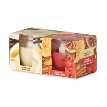 Hlavný obrázok Emocio Vanilla Cream & Apple Cinnamon vonné sviečky v skle 2ks