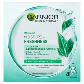 Hlavný obrázok Garnier Skin Naturals Essentials Green Tea superhydratačná čistiaca textilná pleťová maska 32 g