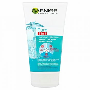Hlavný obrázok Garnier Skin Naturals Pure 3v1 čistiaci gél, peeling,maska na pleť 150ml