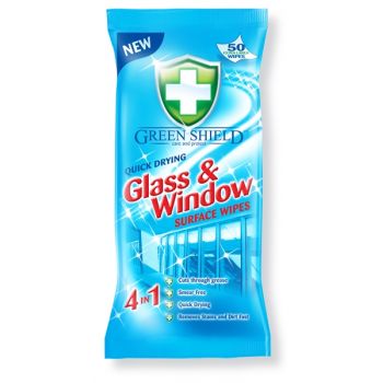 Hlavný obrázok Green Shield Glass & Window vlhčené utierky na okna a sklenené povrchy 50 ks