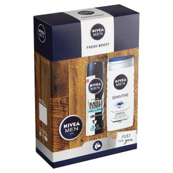 Hlavný obrázok Nivea darčeková kazeta Men Fresh Boost Deo 150ml,Sensitiv sprchový gél 250ml, krém 30ml