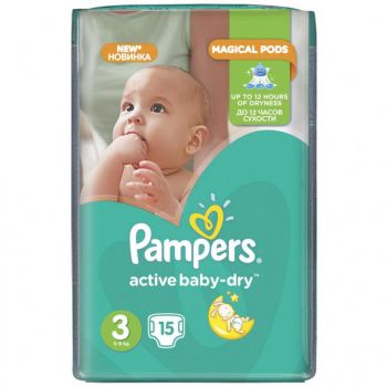 Hlavný obrázok Pampers Active Baby-Dry 15ks Midi 5-9kg