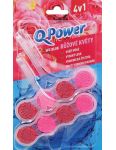 Q Power 4v1 Ružové kvety WC blok 2x45g