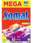 Somat tablety do umývačky riadu MEGA All in 1 80ks Lemon