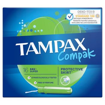 Hlavný obrázok Tampax Compak Protective Skirt Tampóny s aplikátorom 16 ks Super