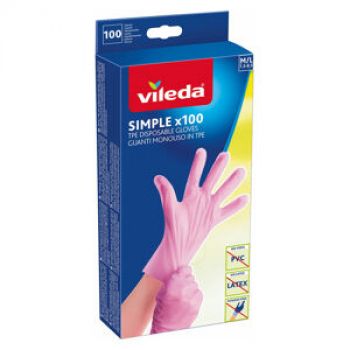 Hlavný obrázok Vileda Simple hygienické rukavice M/L ružové nepudrované 100ks