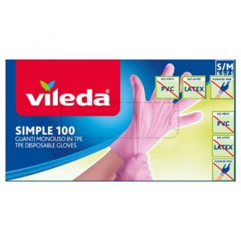 Hlavný obrázok Vileda Simple hygienické rukavice S/M ružové nepudrované 100ks