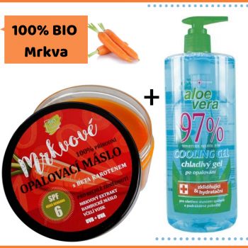 Hlavný obrázok Vivaco 100% BIO Mrkvové SPF6 opaľovacie maslo 150ml + BIO 97% Aloe Vera chladivý gél po opaľovaní 250ml